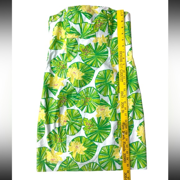 Lilly Pulitzer Strapless Franco Mini Dress Prep Green Leaves Frogs Size 2 EUC - Picture 10 of 11